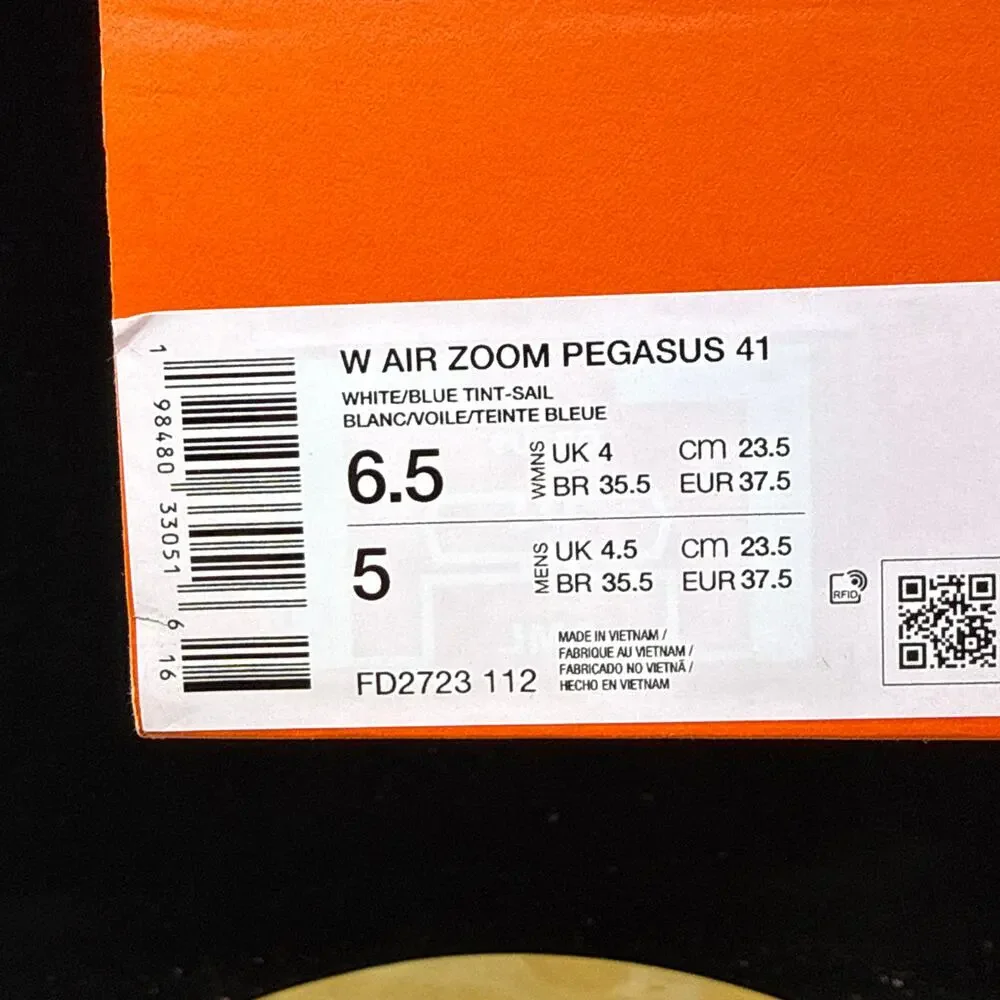 Women’s 6.5 - Nike Wmns Air Zoom Pegasus 41 ‘White Blue Tint Sail’ FD2723-112 - Picture 10 of 10